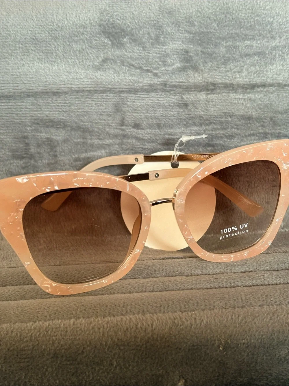 Pink Marbled Cat-Eye Sunglasses with Brown Gradient Lenses